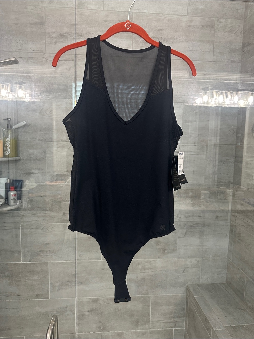 GAIAM Black Mesh-Back Bodysuit Tank